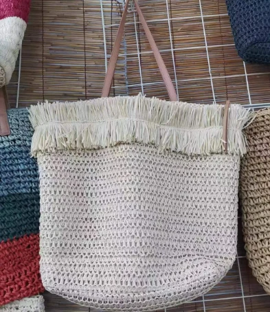Mála Mná Siopadóireachta Beidge Stitched Tassels